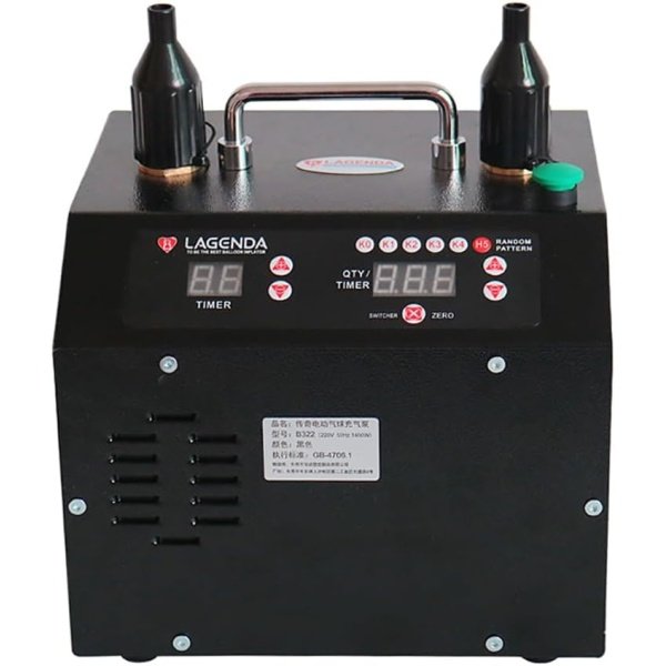 Lagenda B322 V5.0 Electric Balloon Pump Dual Nozzles 1400W Digital Electric Air Balloon Inflator with Timer